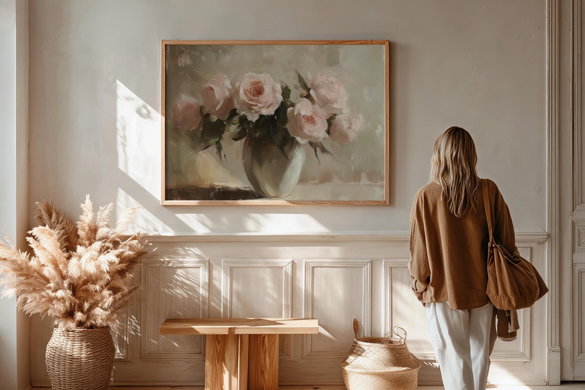 Vased Blush Rose Elegance Floral Printable Wall Art
