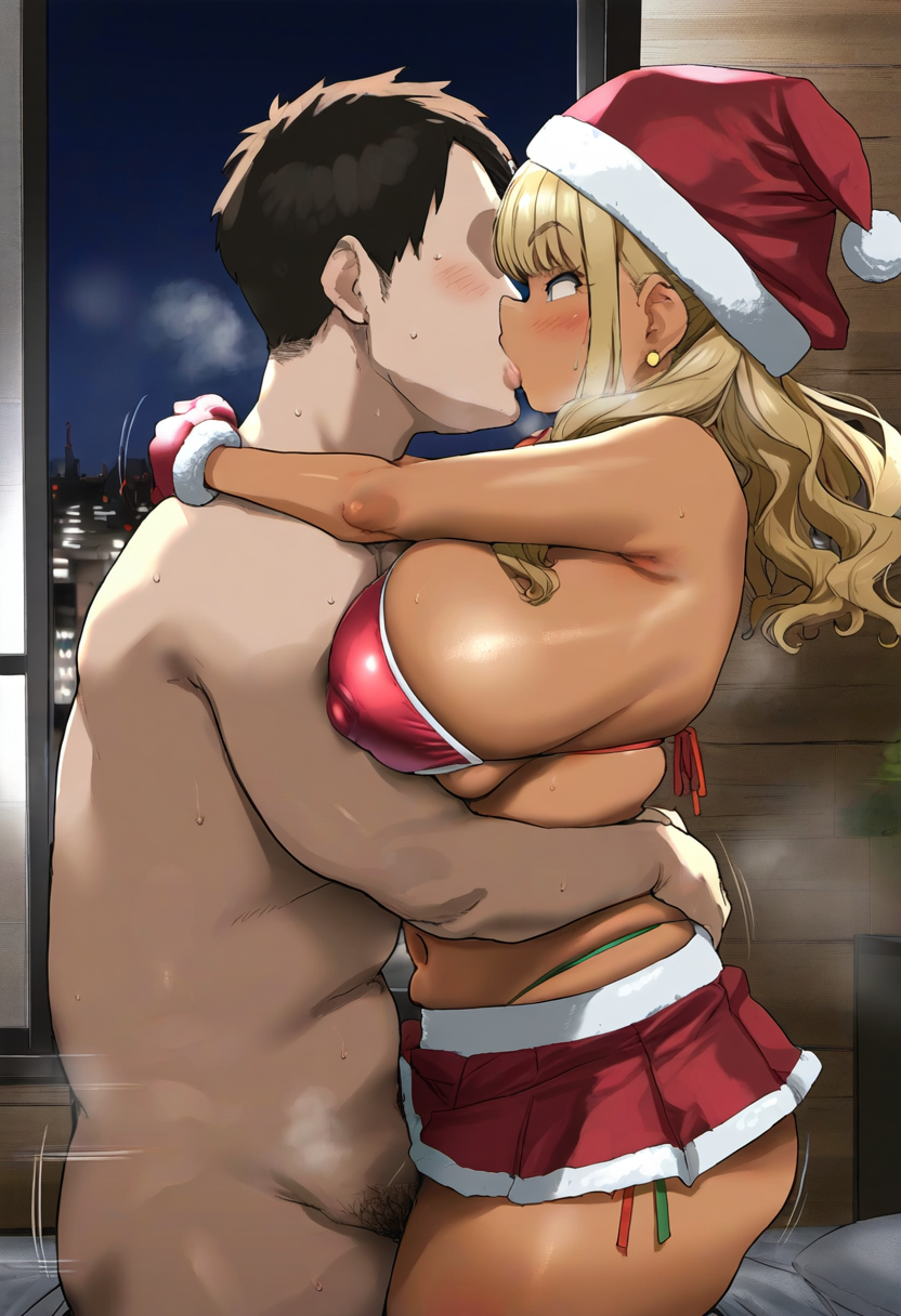 性なるクリスマス by - with kuro gyaru, Santa cosplay, ai art