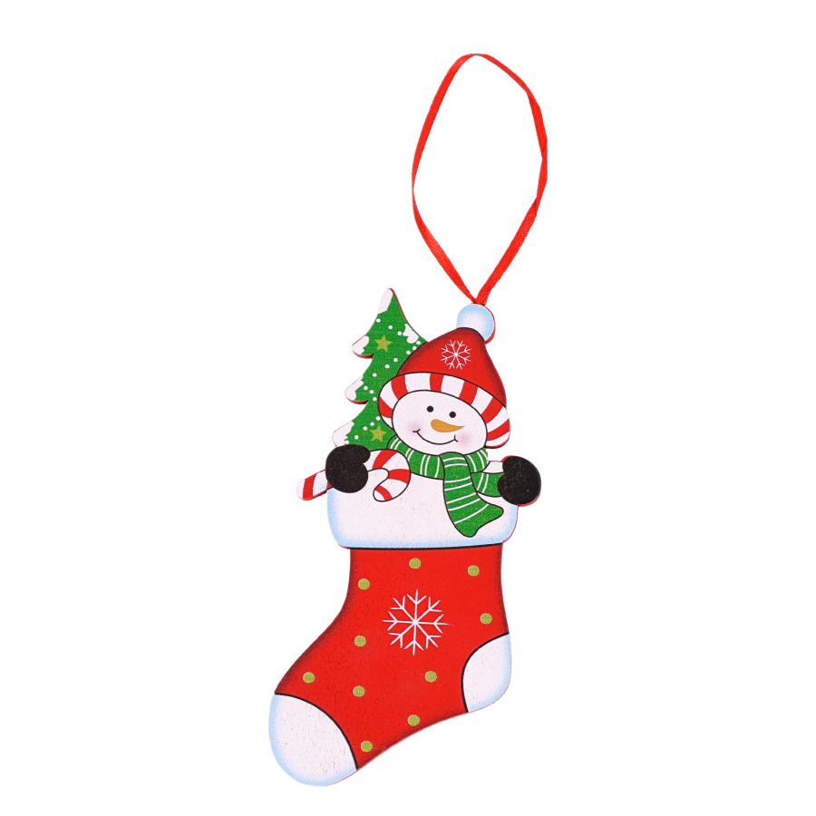 Colgante navideño muñeco de nieve, 23cm, madera