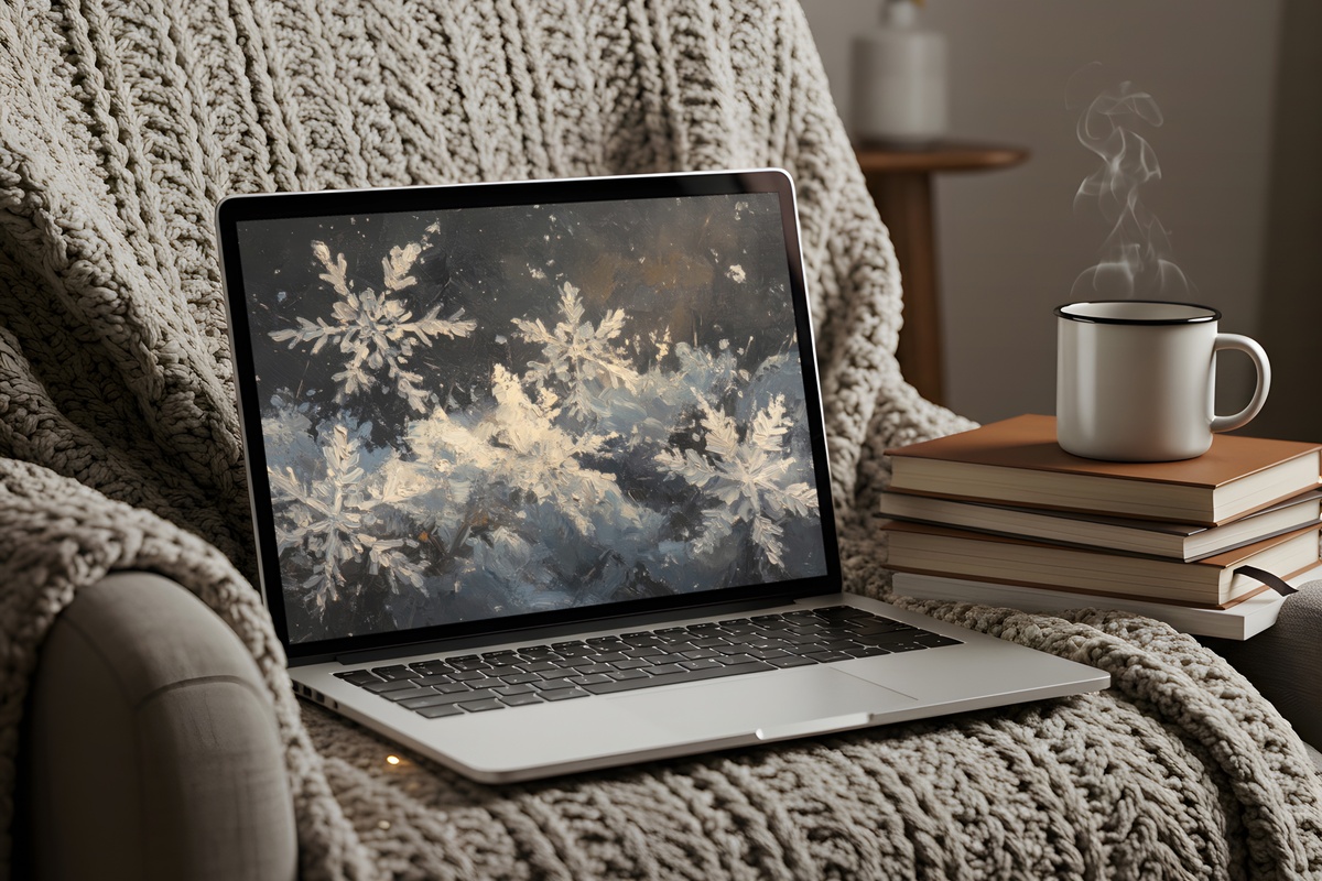 Crystalline Whispers of Frost Desktop Wallpaper by Gallery Flair