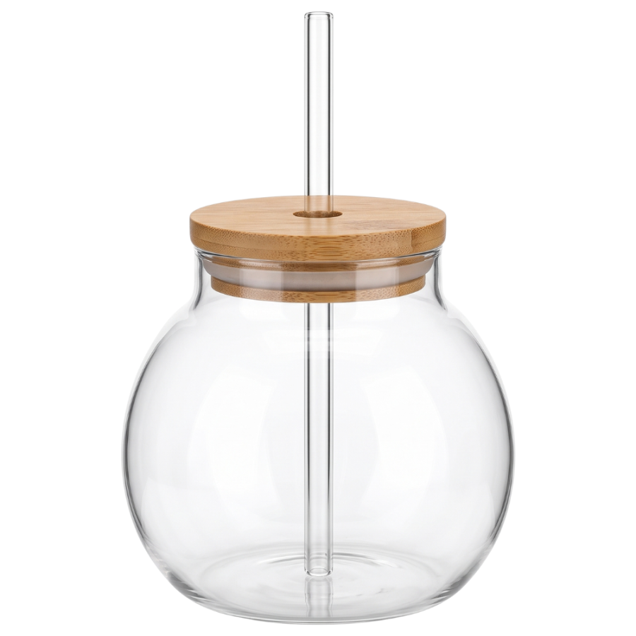 Vaso resistente al calor vidrio borosilicato/bambú, 500ml