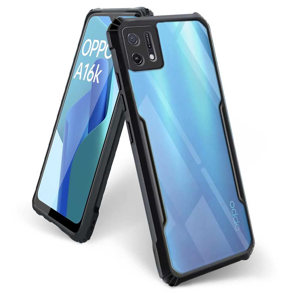 Oppo A16e - Black Border - Transparent Back iPaky Mobile Back Cover Case