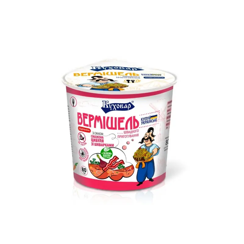 Nudle o smaku smażonej cebuli ze szkwarkami “Kuhovar” 80g