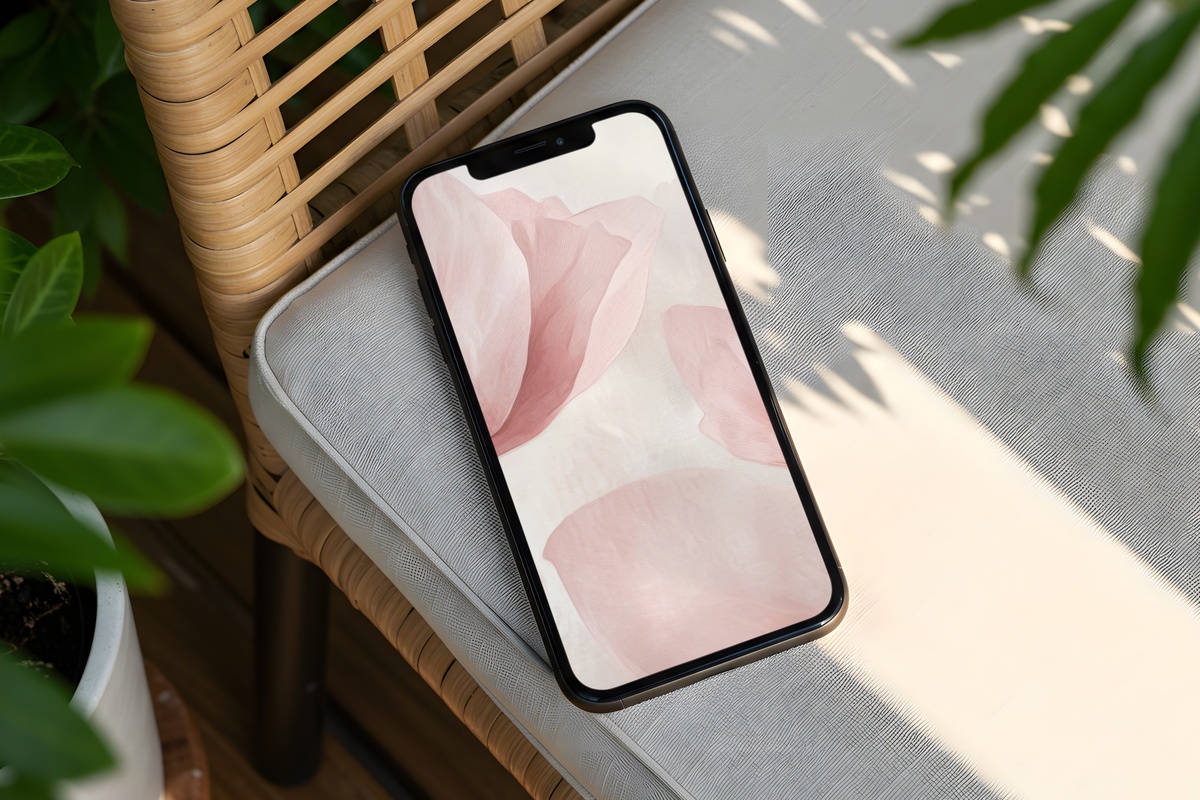 Blush Floral Modernion iPhone Wallpaper — subtle blush pink tones with modern floral abstraction
