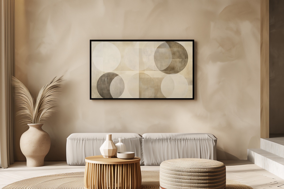 Serene Layers of Tranquility Neutral Frame TV Art