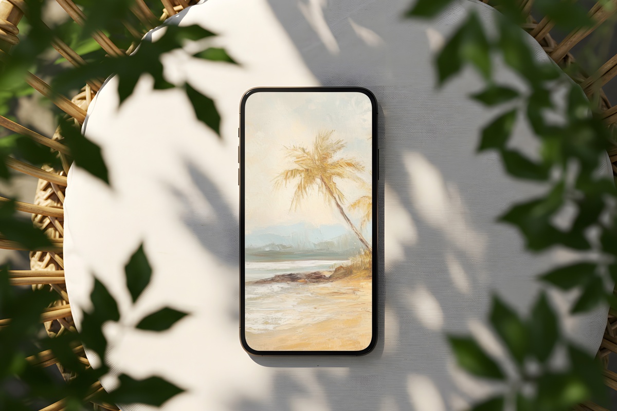 Tropical Coastline Elegance Coastal iPhone Wallpaper