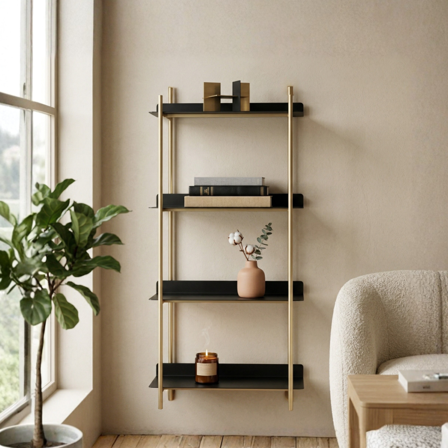 Repisa flotante hierro forjado, 112x38x25cm