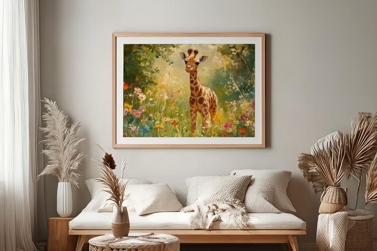Floral Meadow Giraffe Muse Nursery Printable Wall Art