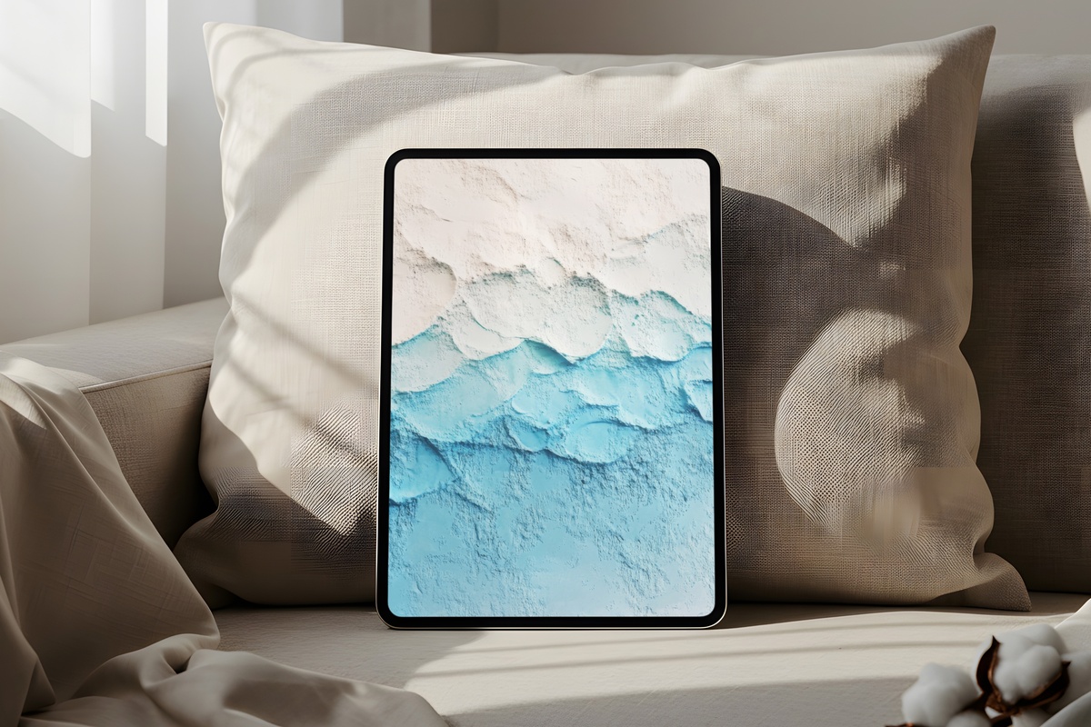 Gradient Tranquility Harmony modern iPad wallpaper in creamy white tones