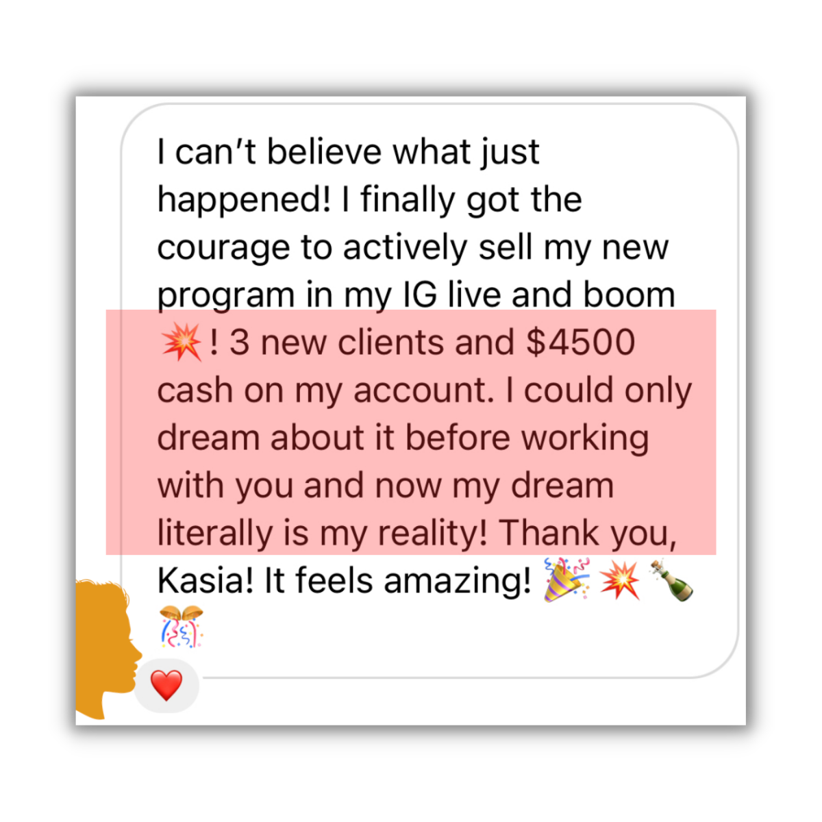 Client testimonial