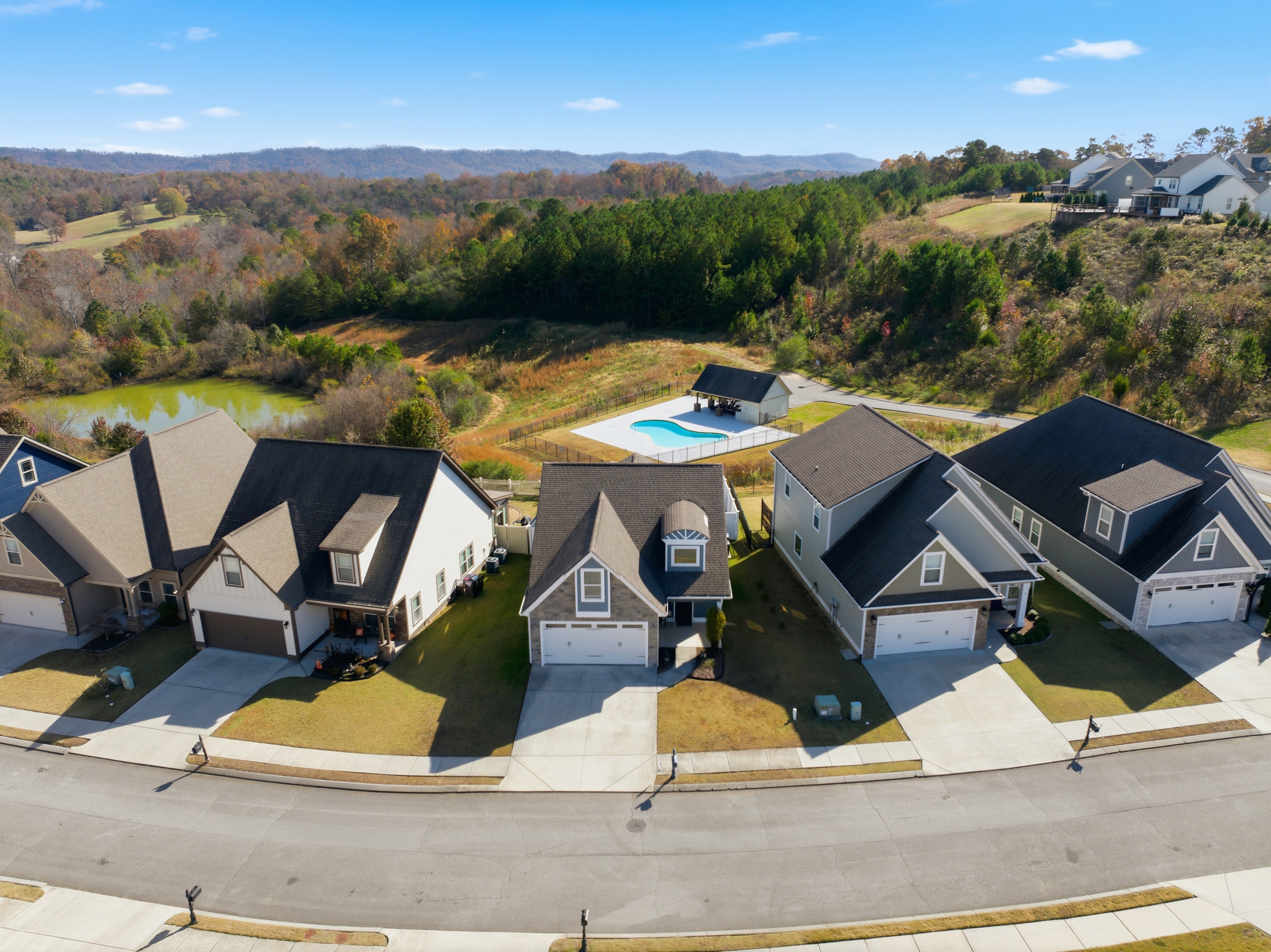 Aerial view showcasing property layout