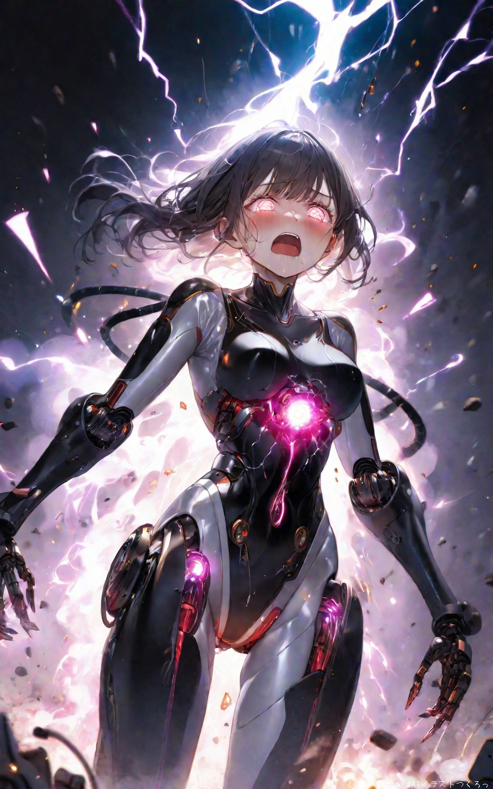 放電してそのまま爆発しそうな女アンドロイド by kuremoa with android, mechabare