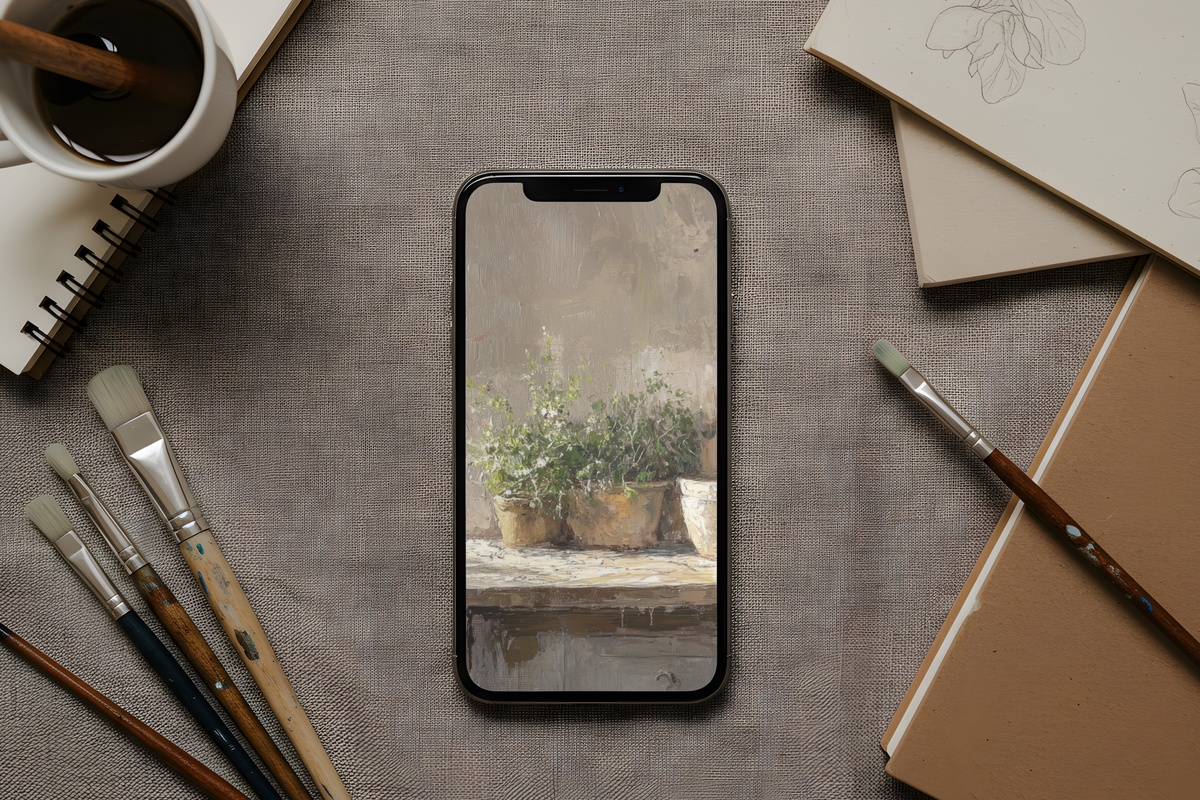 Herb-Filled Farmhouse Kitchen Farmhouse iPhone Wallpaper