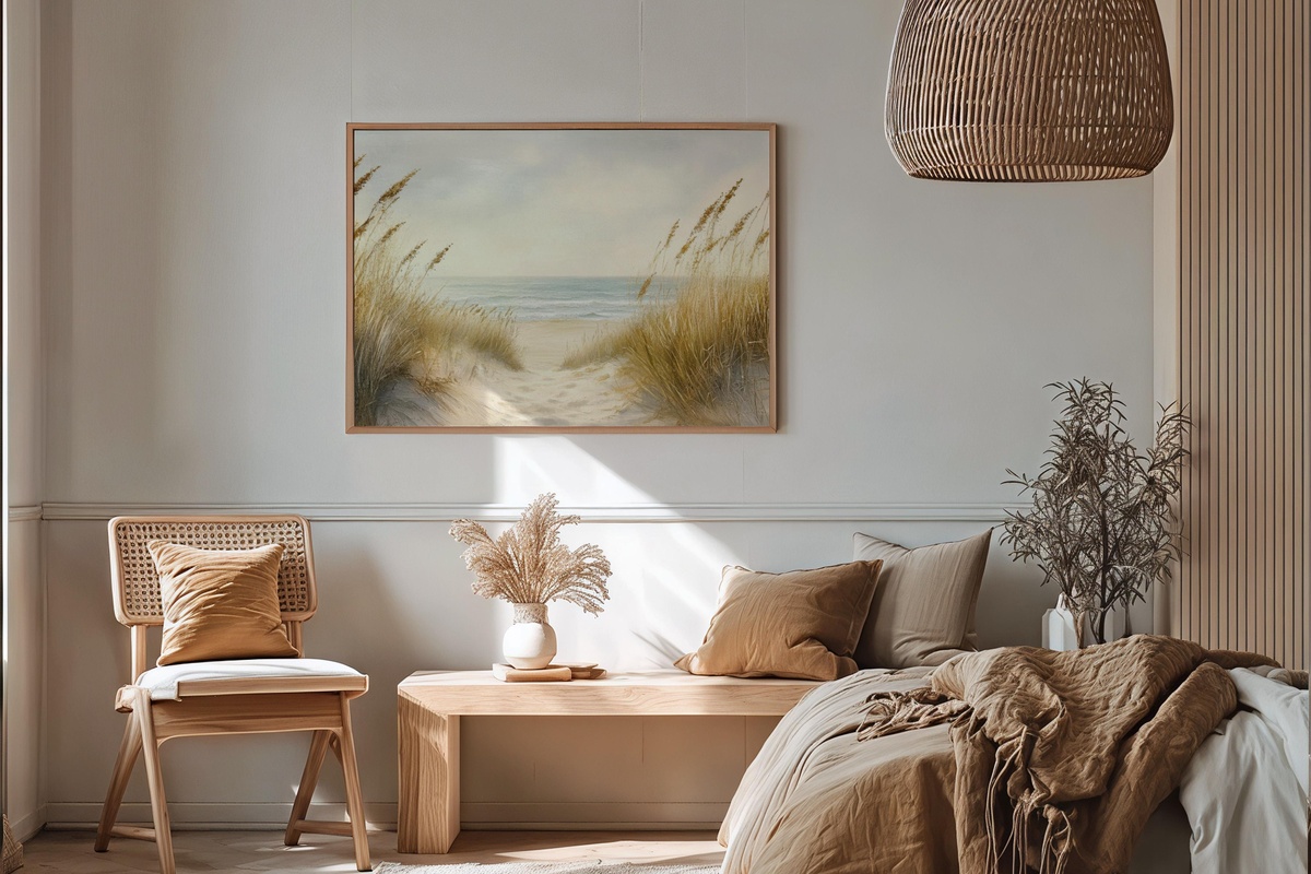 Whispering Coastal Breeze Summer Printable Wall Art — beach dunes and wild grass art print