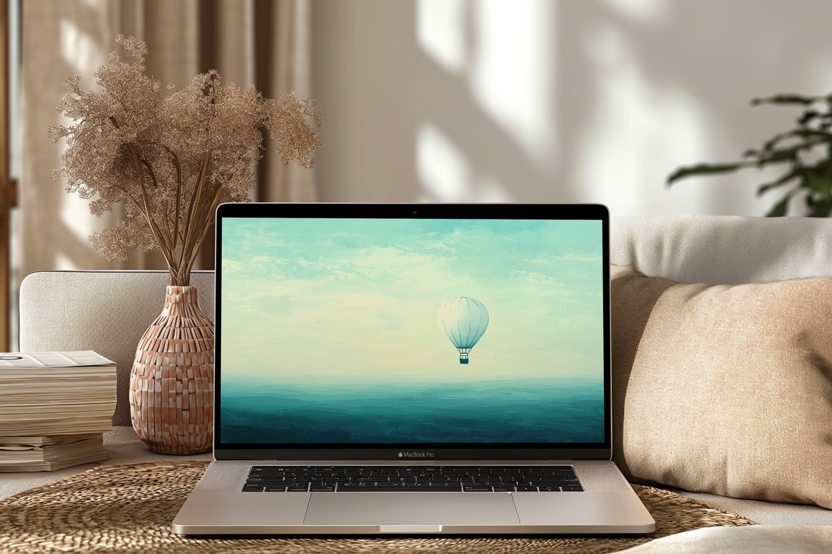Serene Balloon Ascent Desktop Wallpaper