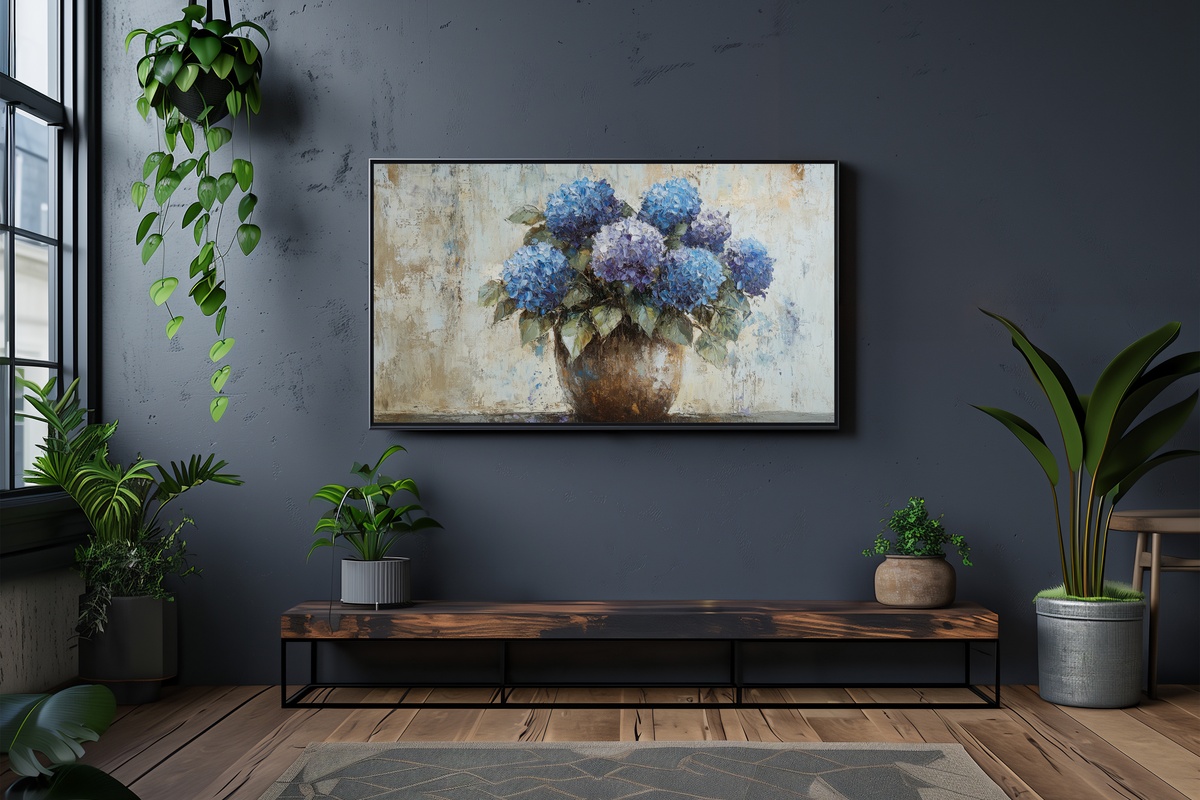 Rustic Hydrangea Essence - Floral Frame TV Art
