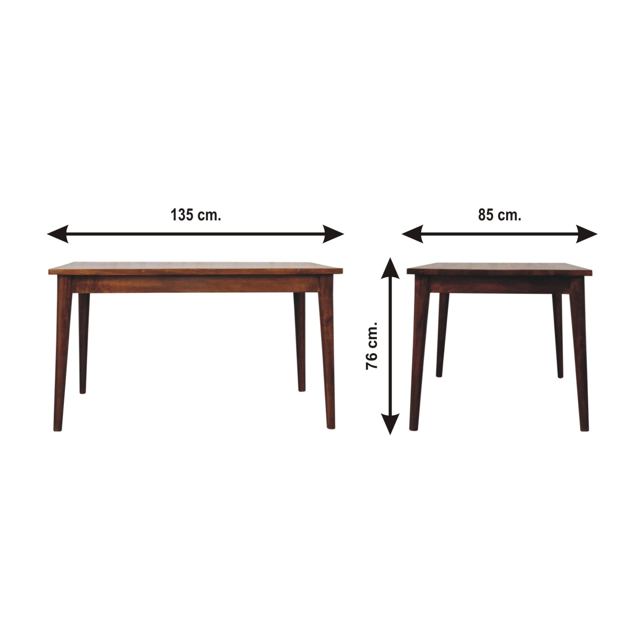 Size chart for Chestnut Nordic Dining Table