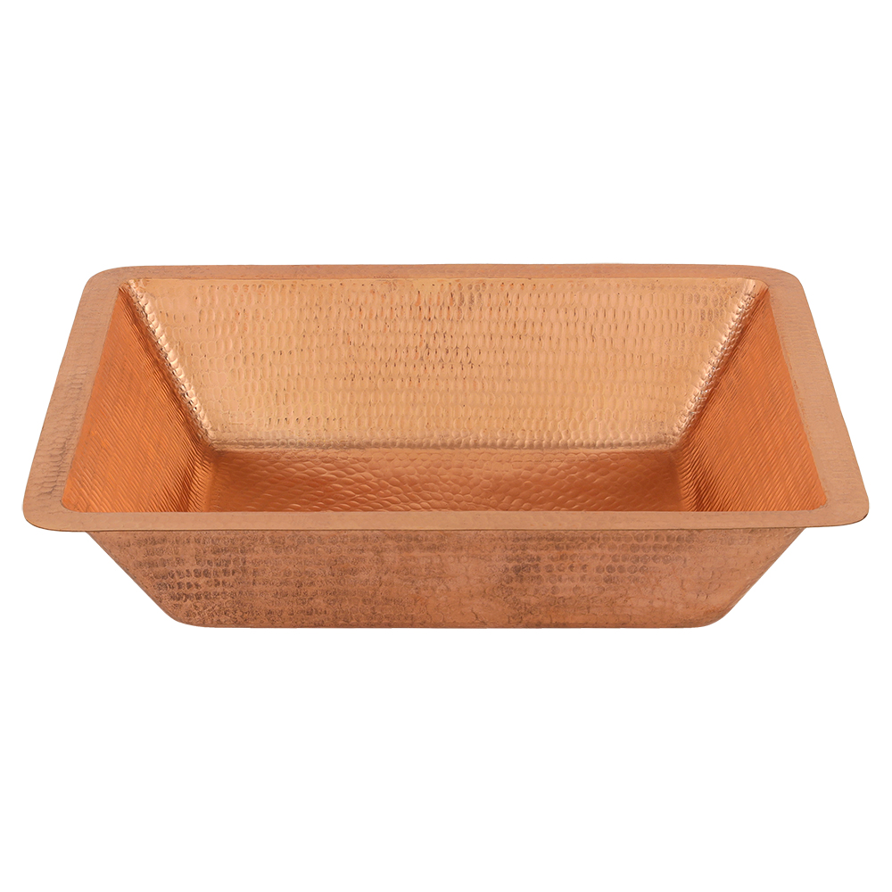 Premier Copper Products 19" Rectangle Copper Bathroom Sink, Polished Copper, LREC19PC