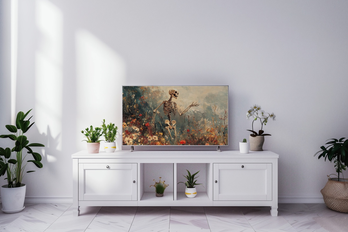 Autumn Skeleton Bloom Dance Halloween Frame TV Art