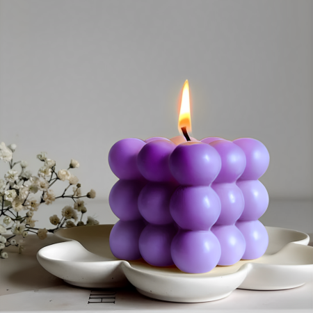 Vela aromática morado, 6x6cm, cera