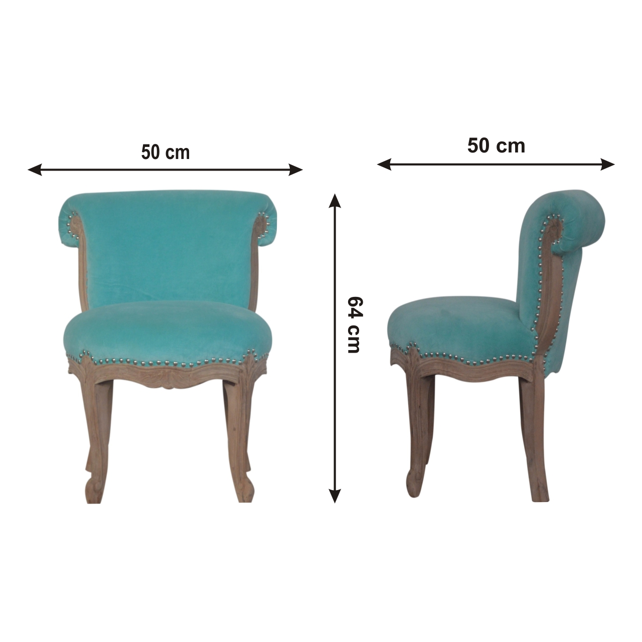 Size chart for Aqua Velvet Studded Chair
