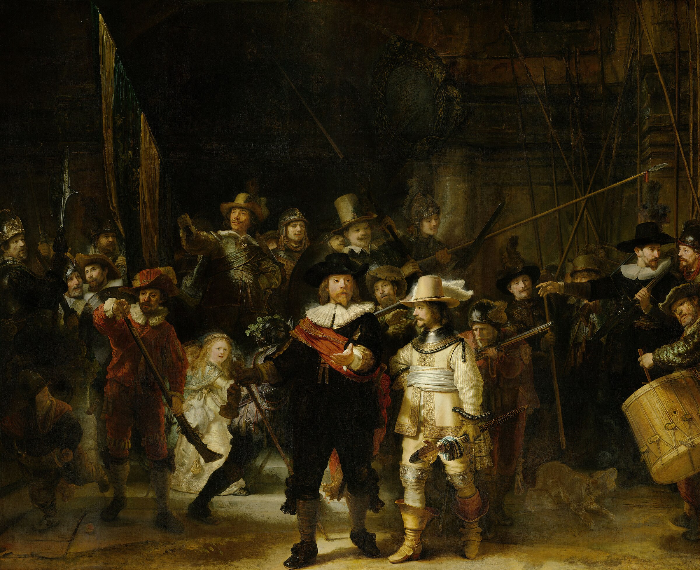Rembrandt van Rijn, The Night Watch (The Militia Company of Captain Frans Banninck Cocq), 1642. Oil on canvas. Rijksmuseum, Amsterdam.