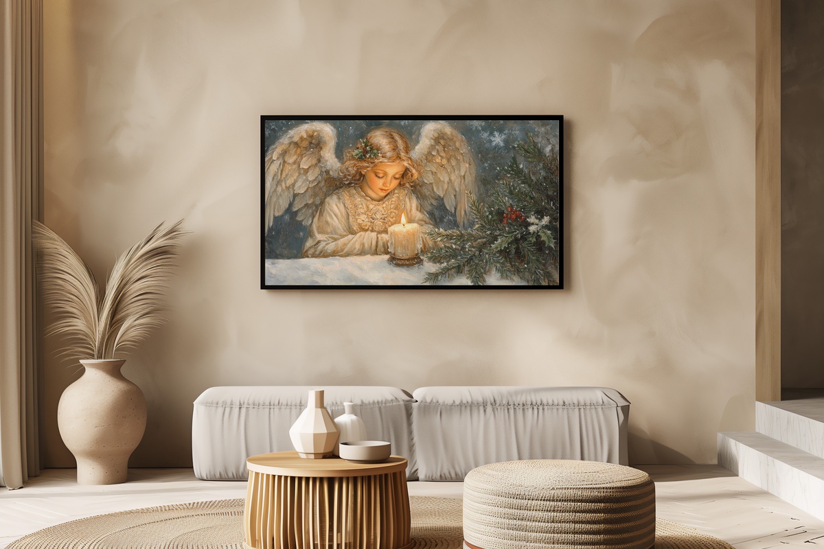 Bronze Bohemian Elegance boho Frame TV art with antique figurines