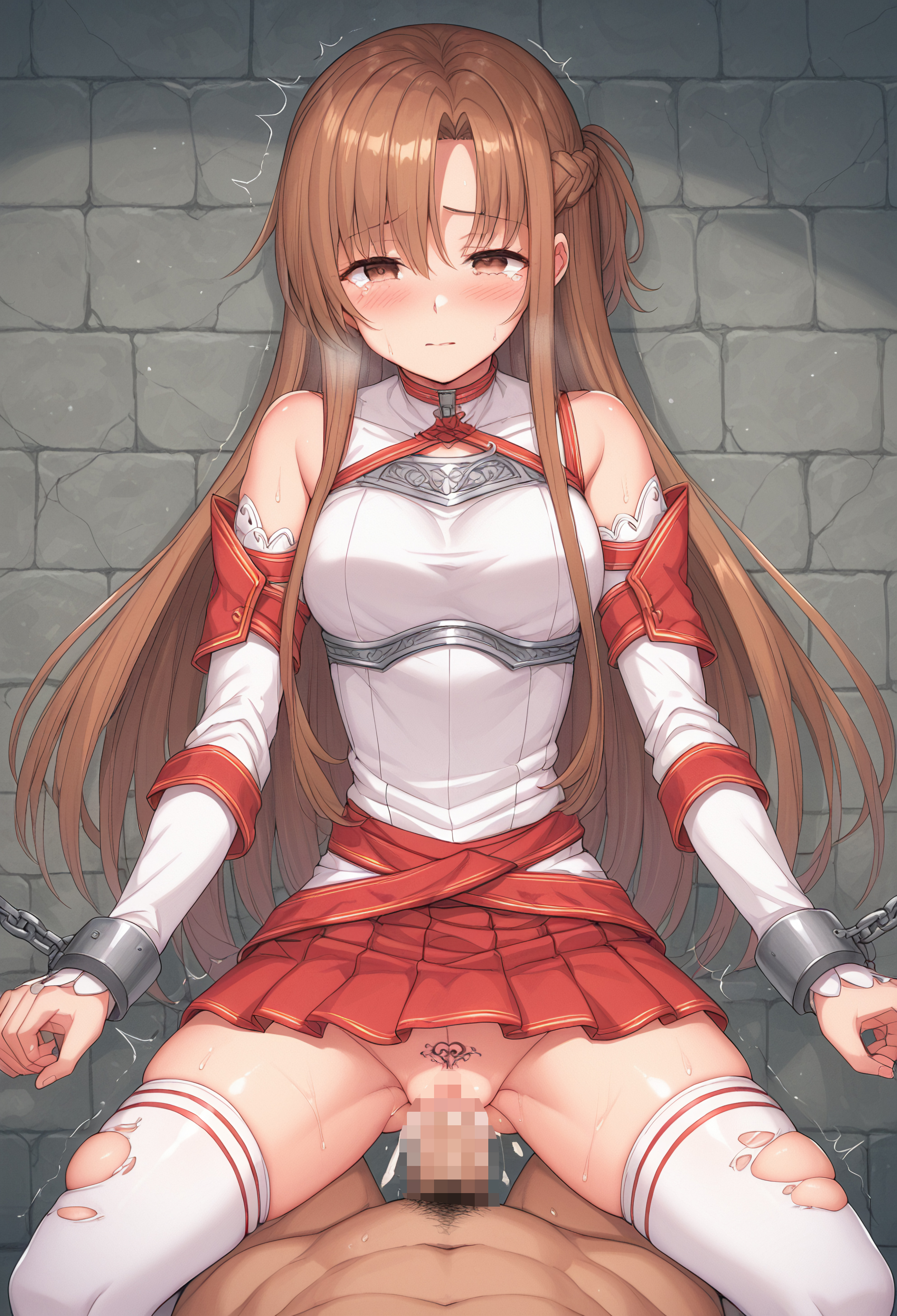 アスナ by ひじき with ai art, asuna, sword art online, interspecies mating, gangbang, defeat