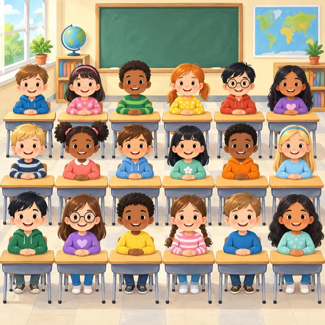 Scene: The class has eighteen students.