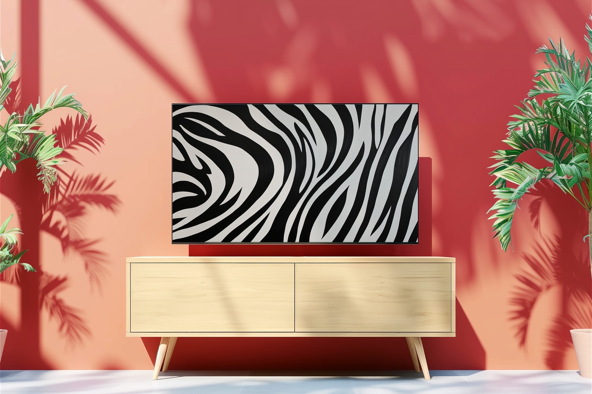 Zebra Stripe Symphony black and white Frame TV art with graphic pattern