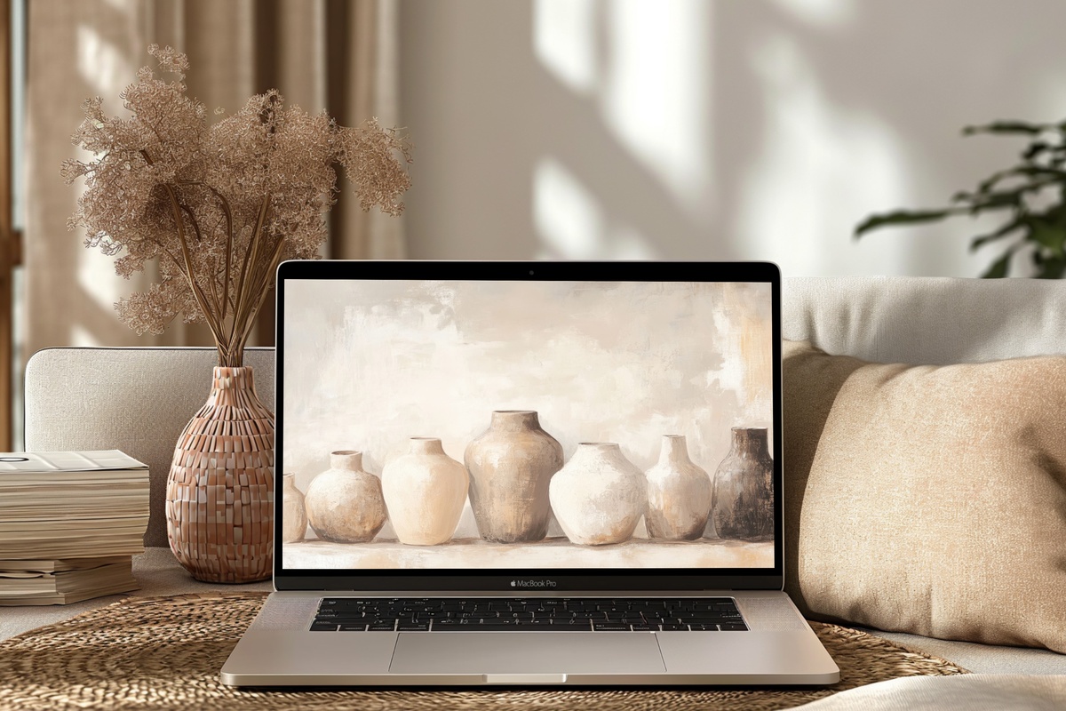 Ceramic Vases Serenity Boho Desktop Wallpaper
