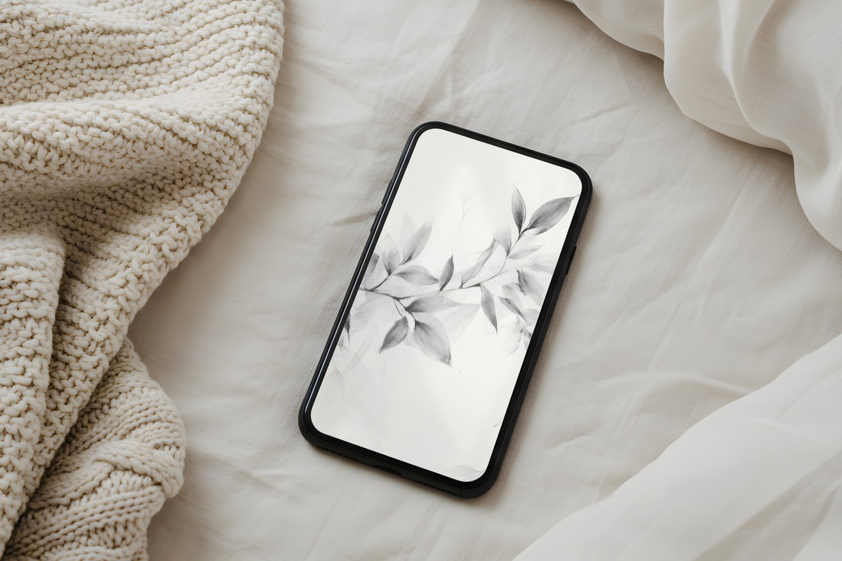 Monochrome Botanical Elegance neutral gray iPhone wallpaper