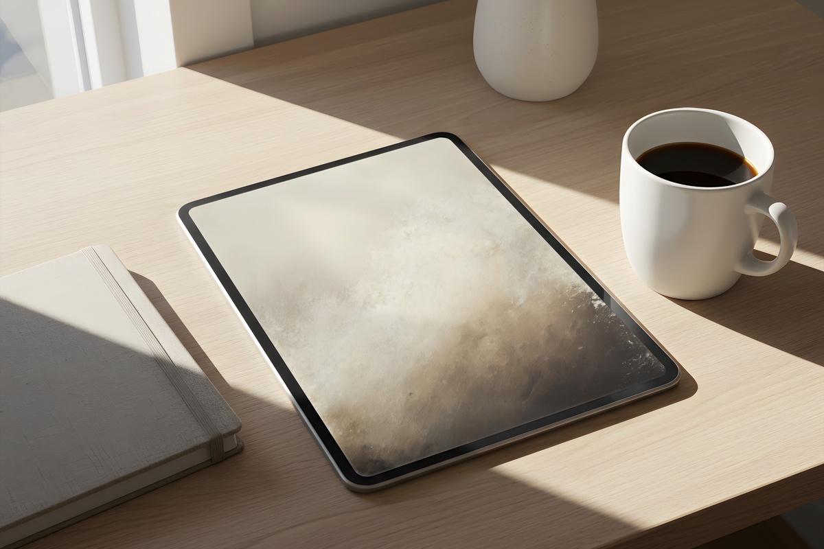 Stormy Coastal Elegance iPad Wallpaper — cream and charcoal coastal scene