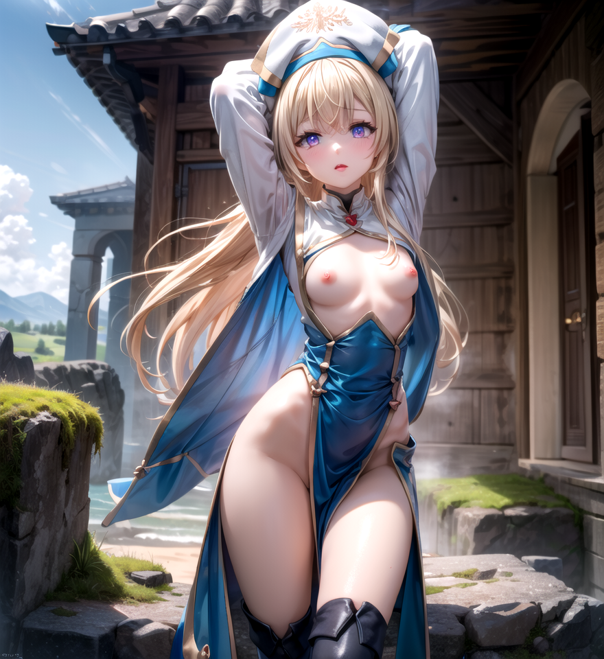 412作目 by motoyama with exhibitionism, girl, blonde, Goblin Slayer, Priestess (Goblin Slayer)