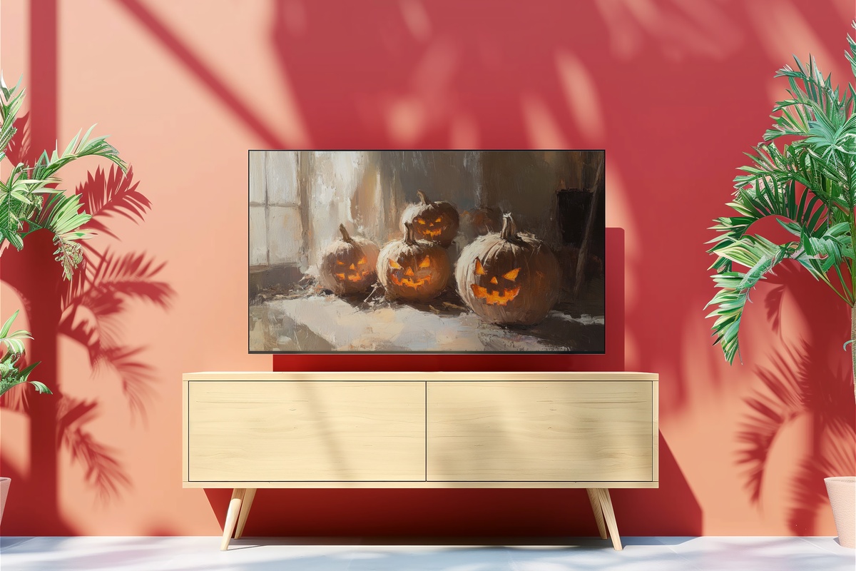 Glowing Jack-O-Lantern Whimsy Halloween Frame TV Art