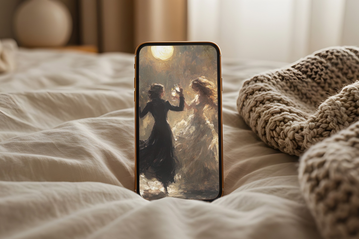 Impressionist Vampire Soiree Halloween iPhone Wallpaper