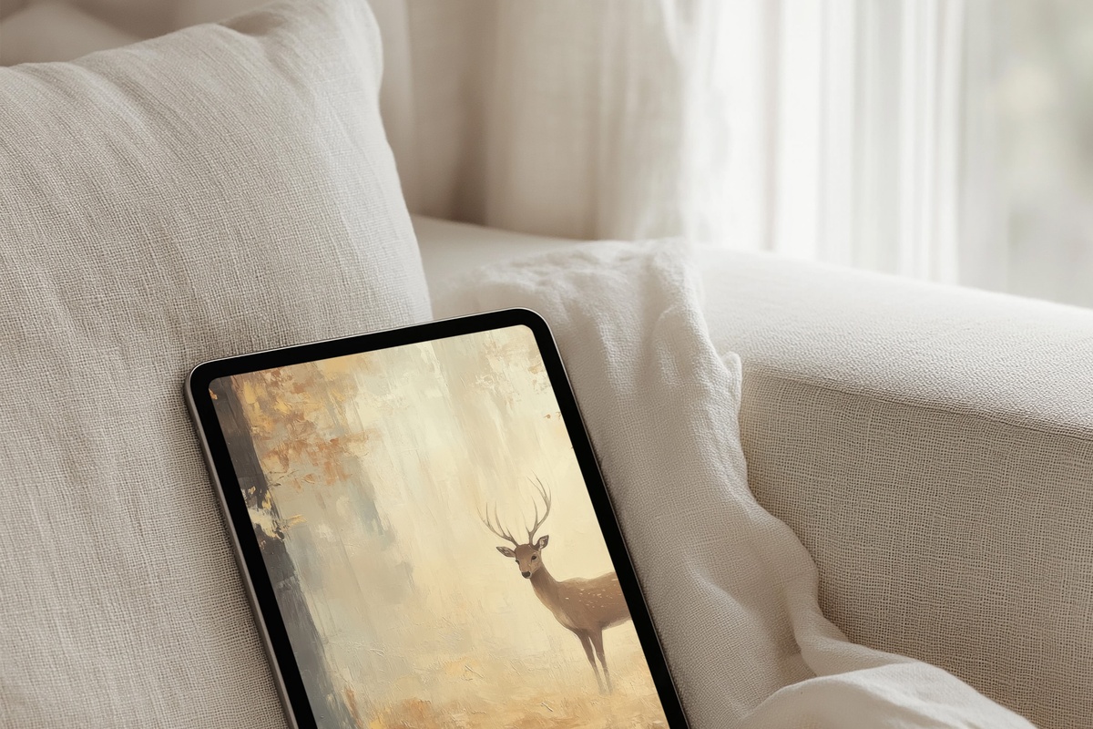 Forest Deer Tranquility Fall iPad Wallpaper
