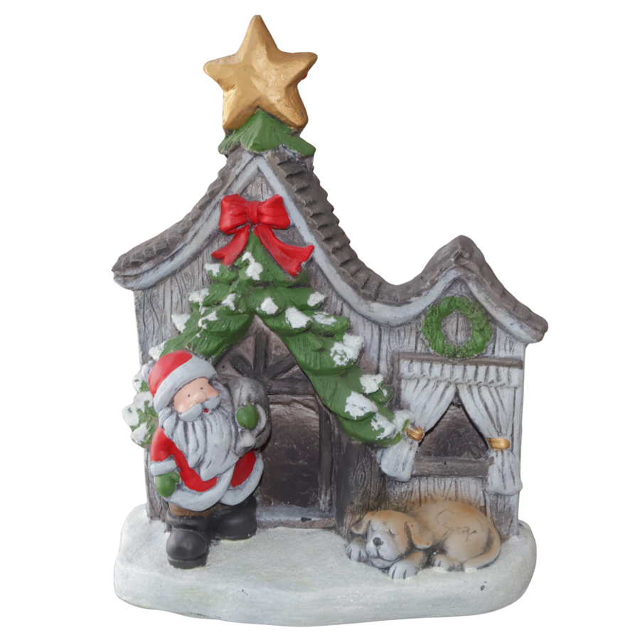 Adorno navideño con luz poliresina, 45x36x17cm