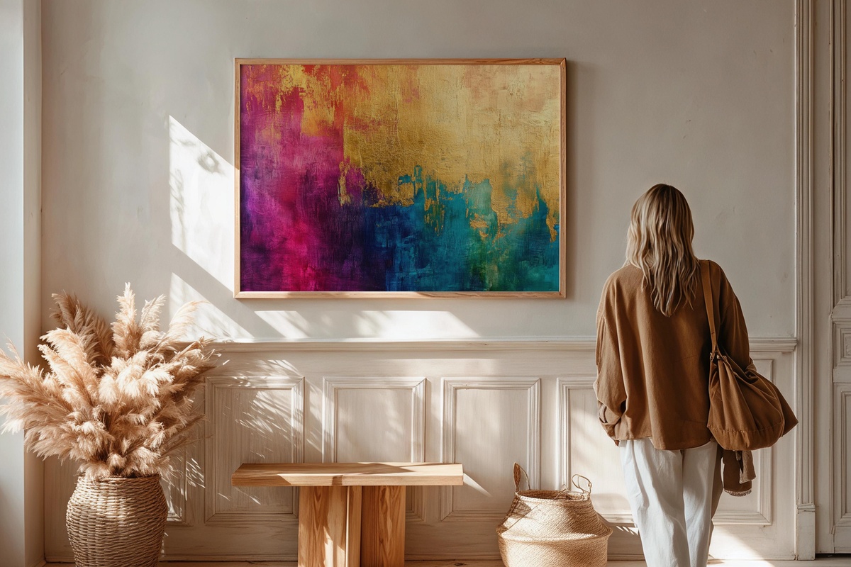 Golden Tapestry Splendor Abstract Printable Wall Art