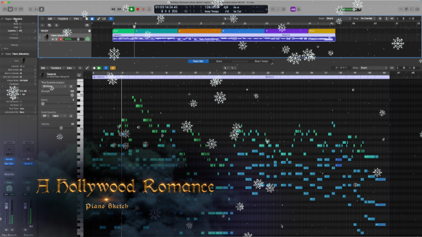 Piano Roll with snowflakes
