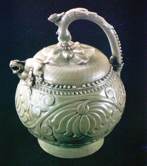 Yaozhou Celadon Pot with Carved Pattern, Northern Song dynasty. Shaanxi History Museum.