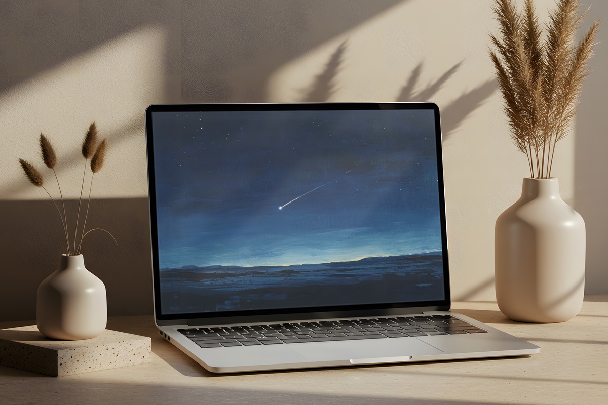 Minimal Shooting Star Serenity Desktop Wallpaper