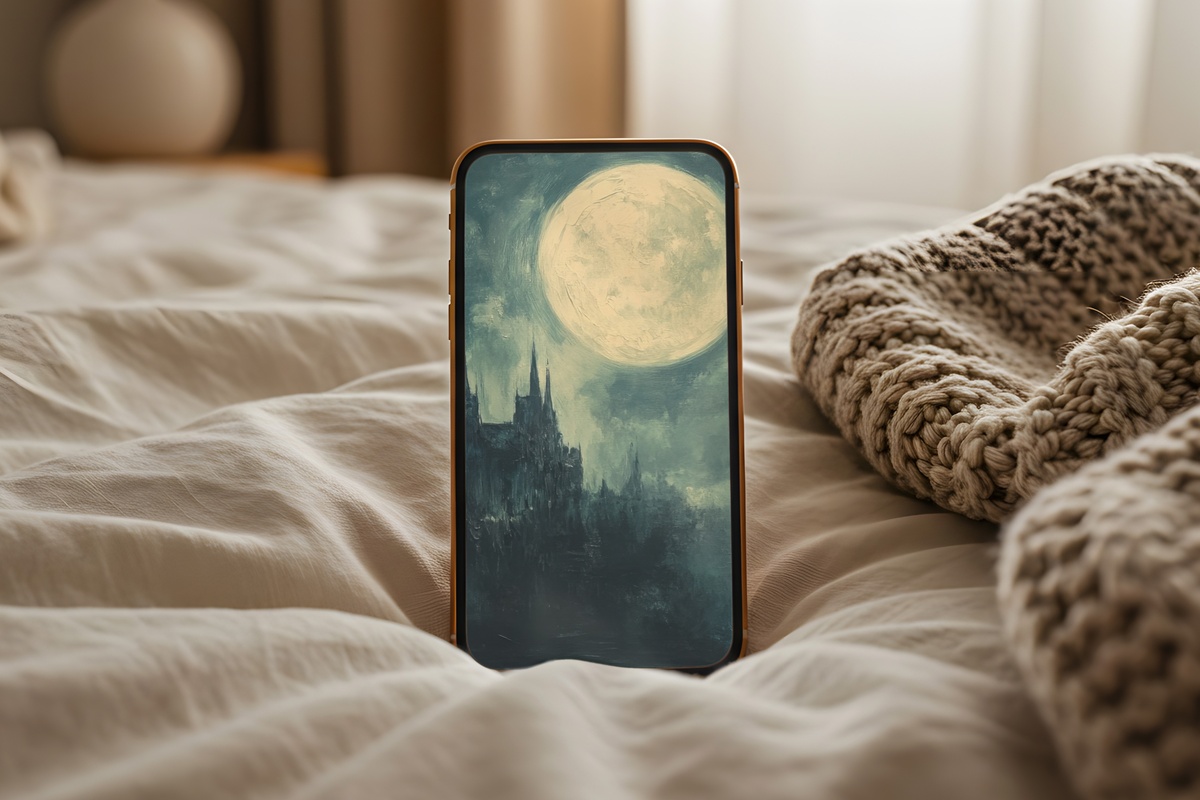 Moonlit Castle Silhouette Halloween iPhone Wallpaper