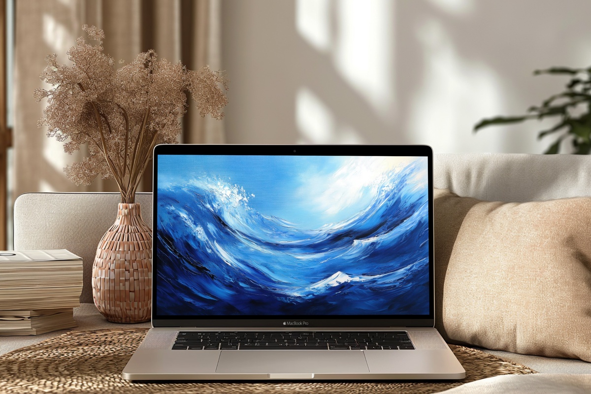 Blue Ocean Wave Elegance - Desktop Wallpaper