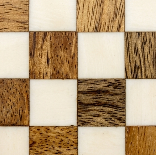 Handcrafted Mosaic Wooden Serving Tray with Ivory Inlay