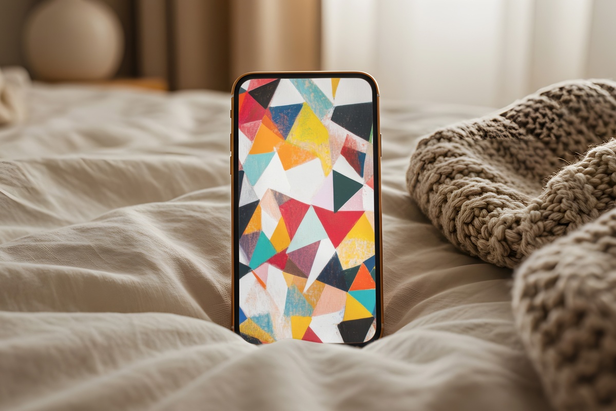 Triangle Cluster Symphony minimalist iPhone wallpaper in serene muted hues