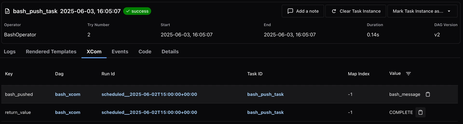 bash_push_task1 > XCom 목록