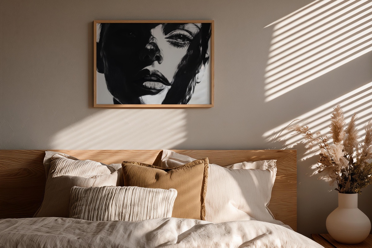 Shadowed Reverie Portrait Black and White Printable Wall Art