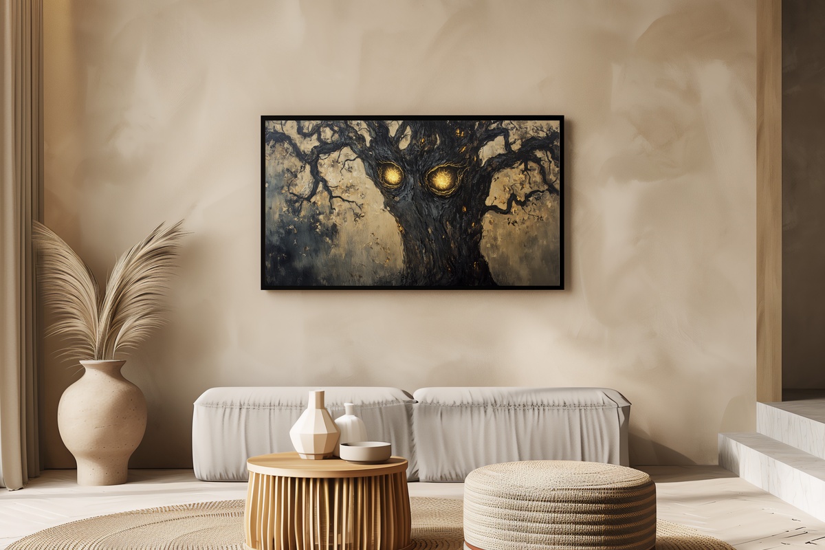 Luminous-Eyed Tree Shadows Halloween Art for Samsung TV