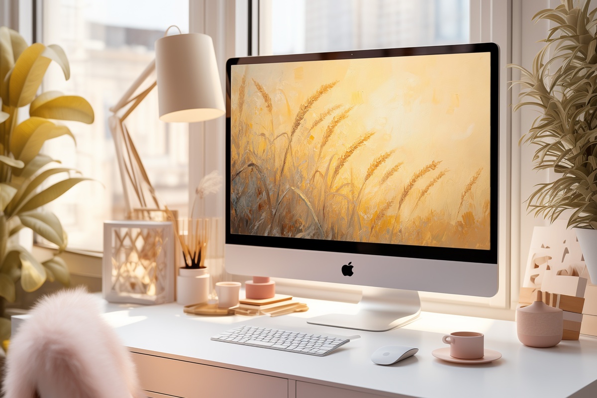 Radiant Wheatfield Reverie Summer Desktop Wallpaper